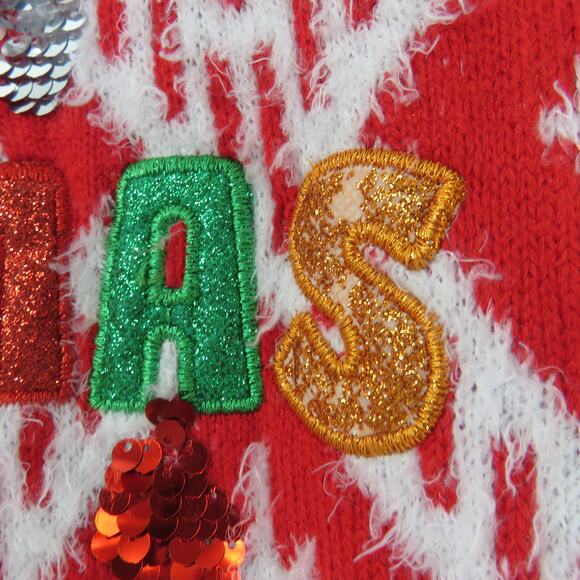 Holiday Time Red Merry Christmas Sweater Ugly Christmas Sweater Small - Picture 3 of 9
